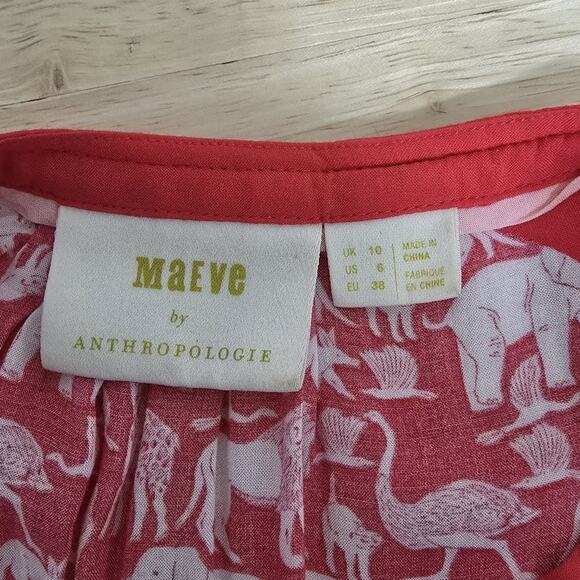 Maeve by Anthropologie Tank Top Womens 6 Animal Print Sleeveless Blouse Red - Picture 3 of 9